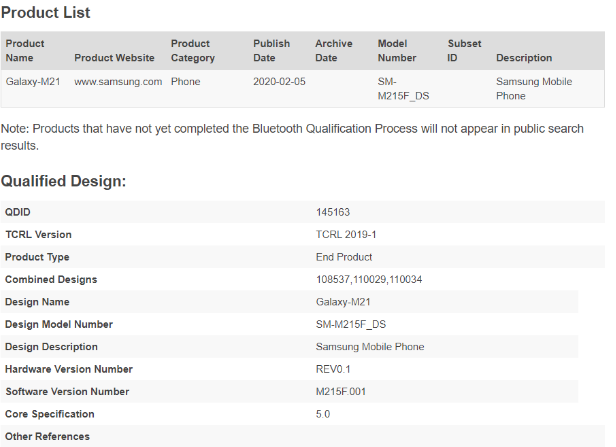 三星Galaxy M21獲得藍牙認證；可能很快推出