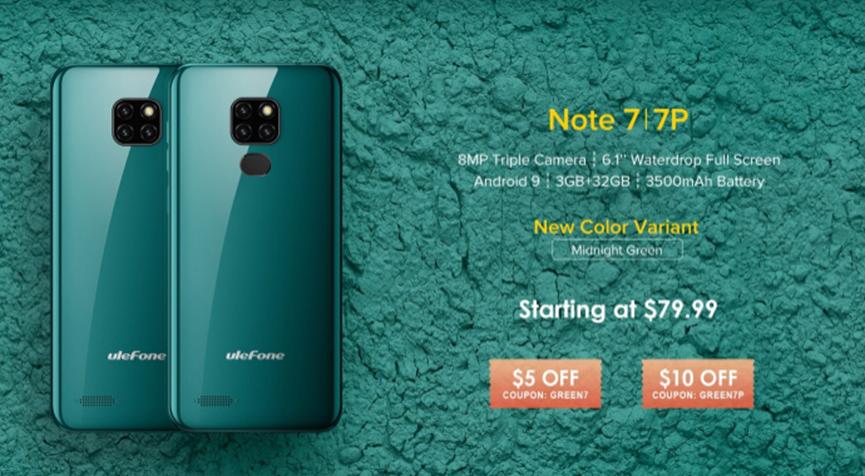 Ulefone Note 7午夜綠色配色現已上市