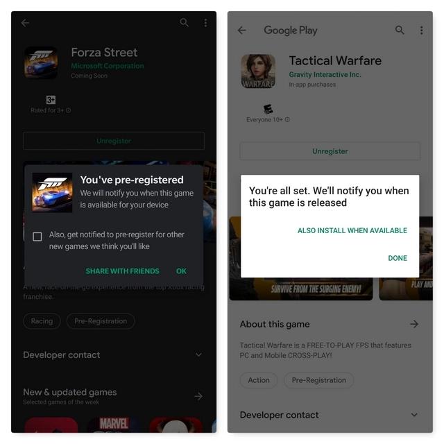 Google Play商店現在可以自動(dòng)安裝預注冊的應用和游戲