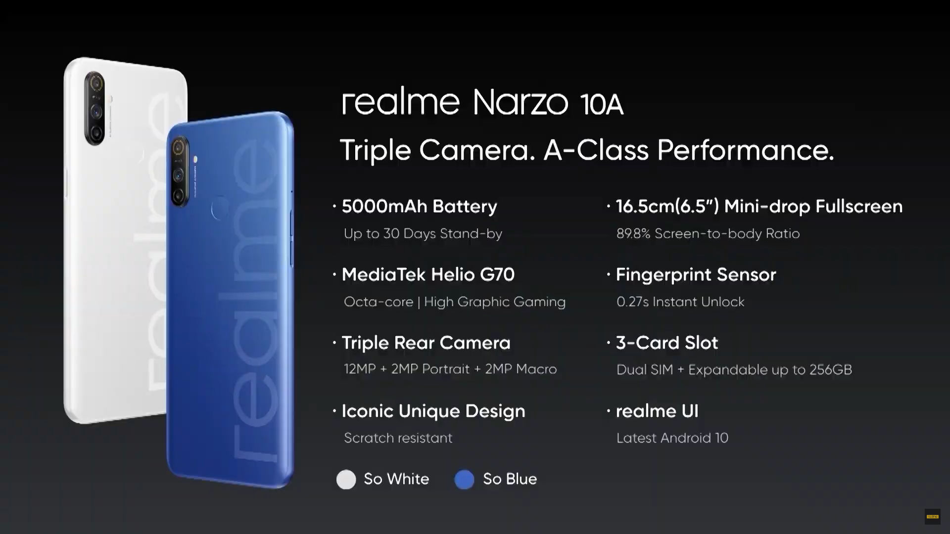 Realme Narzo 10，帶有5000mAh電池的Narzo 10A，6.5英寸顯示屏在印度推出：價(jià)格，規格