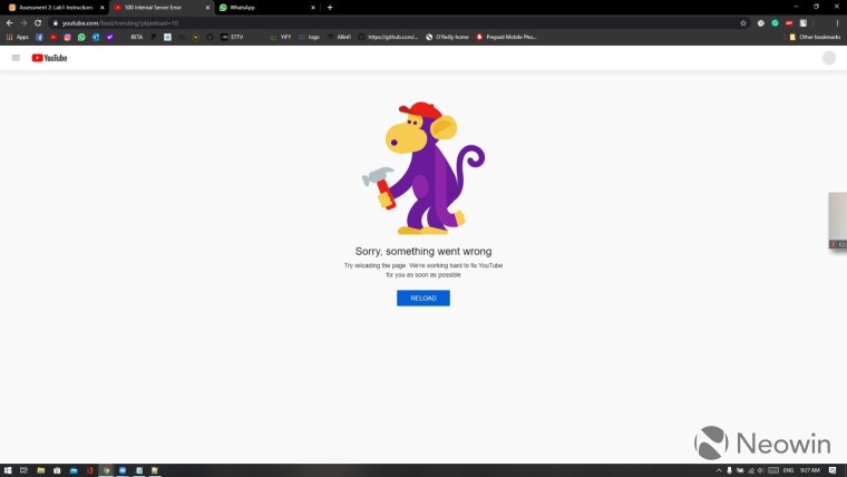 YouTube服務(wù)器崩潰，導致世界各地的服務(wù)中斷