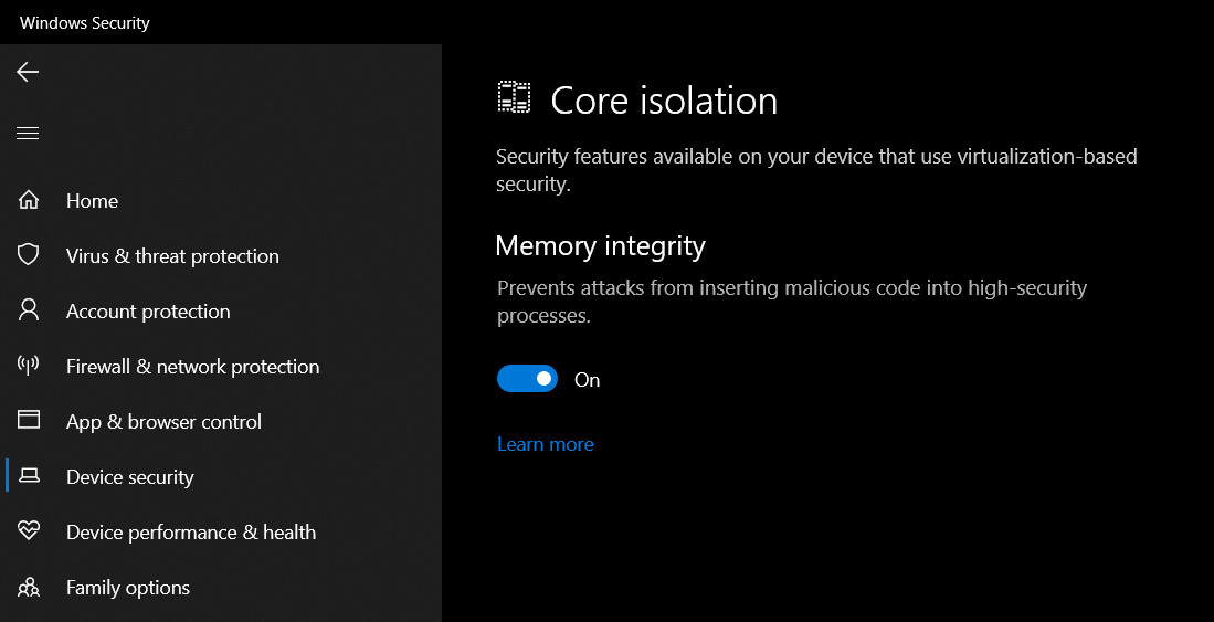 Microsoft在啟用了內存完整性的PC上阻止2020年5月10日Windows Update