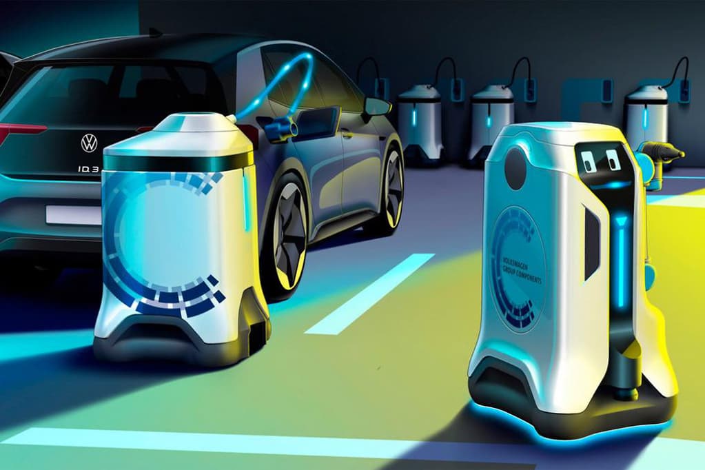 大眾展示了移動(dòng)機器人充電器