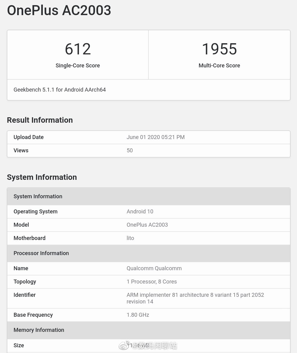 OnePlus Z和Snapdragon 765G出現在Geekbench上