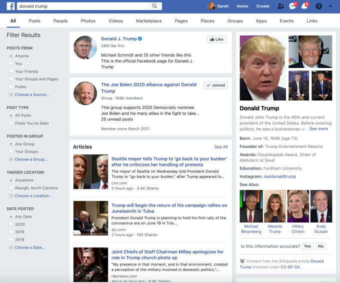 Facebook測試在搜索結果中顯示W(wǎng)ikipedia信息