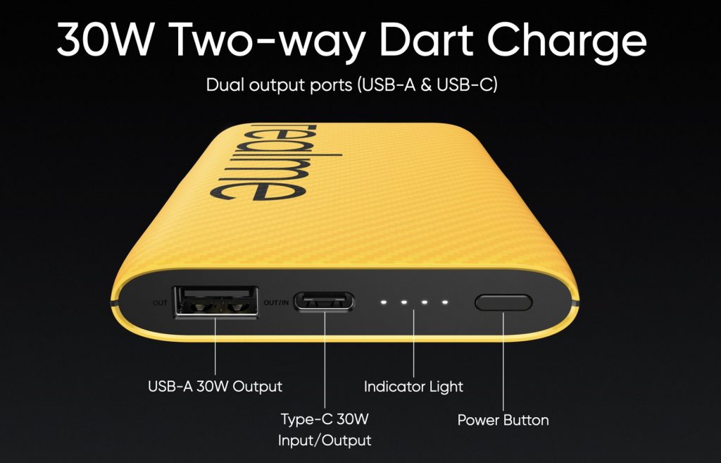 Realme 30W Dart Charge 10000mAh移動(dòng)電源在印度揭幕