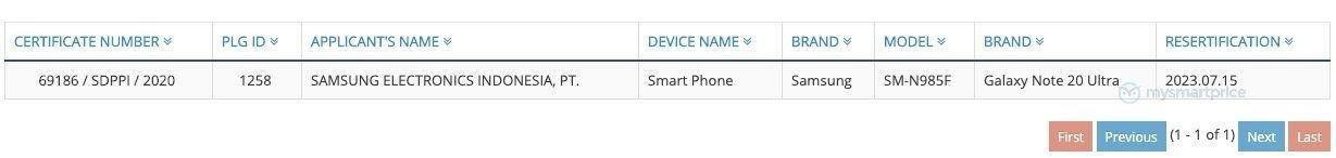確認了Galaxy Note 20 Ultra的名稱(chēng)以及非5G型號