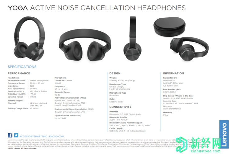 推出具有14小時(shí)續航時(shí)間的Lenovo Yoga主動(dòng)降噪耳機