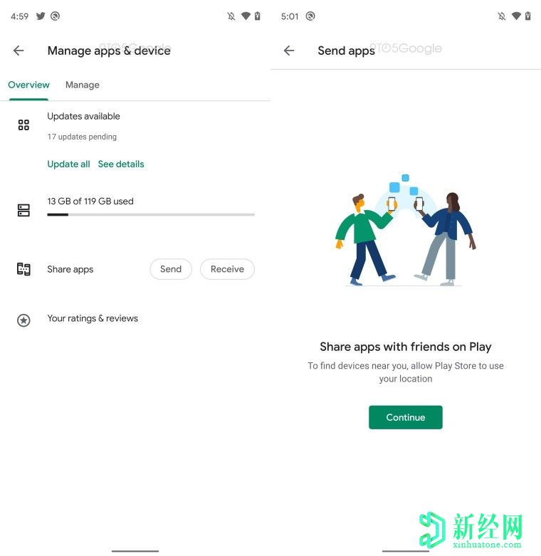 谷歌致力于Play商店的P2P應用共享，“我的應用”的新設計