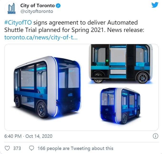 多倫多將測試Olli無(wú)人駕駛班車(chē)以增強其過(guò)境系統