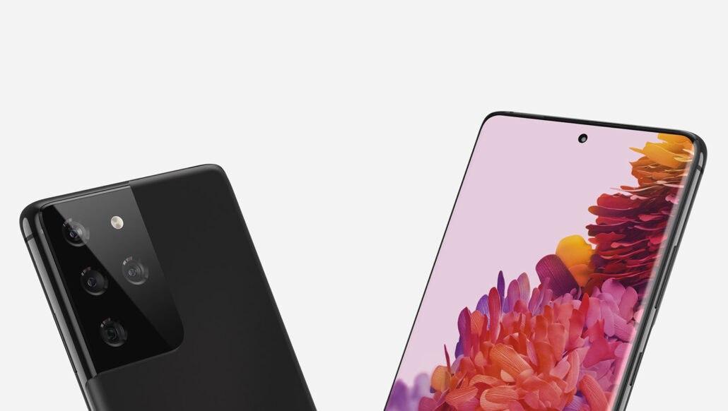 三星Galaxy S21 Ultra配備相同的前置沖孔相機,渲染顯示了后方四攝像頭