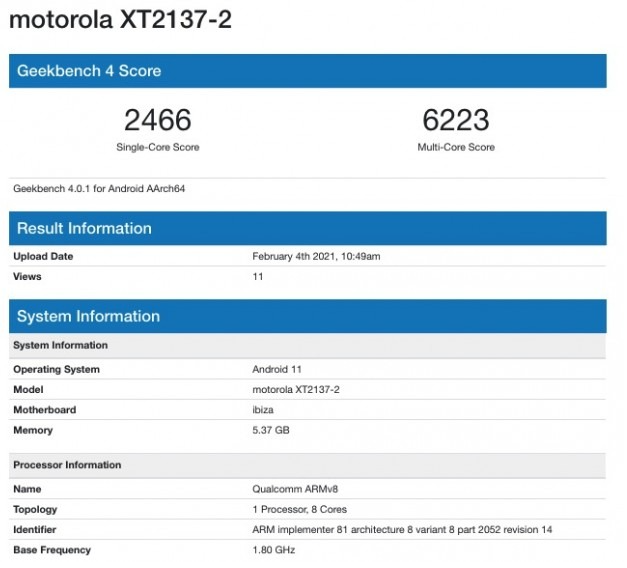 測試結果顯示摩托羅拉新手機的功能