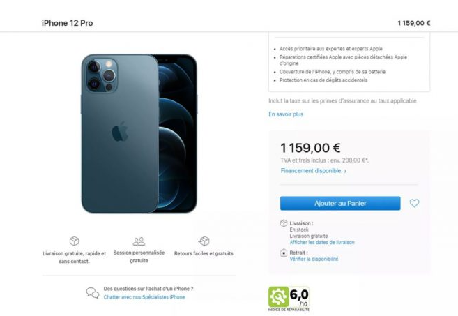 蘋(píng)果在法國的在線(xiàn)商店中增加了iPhone和MacBook的可維修性評分