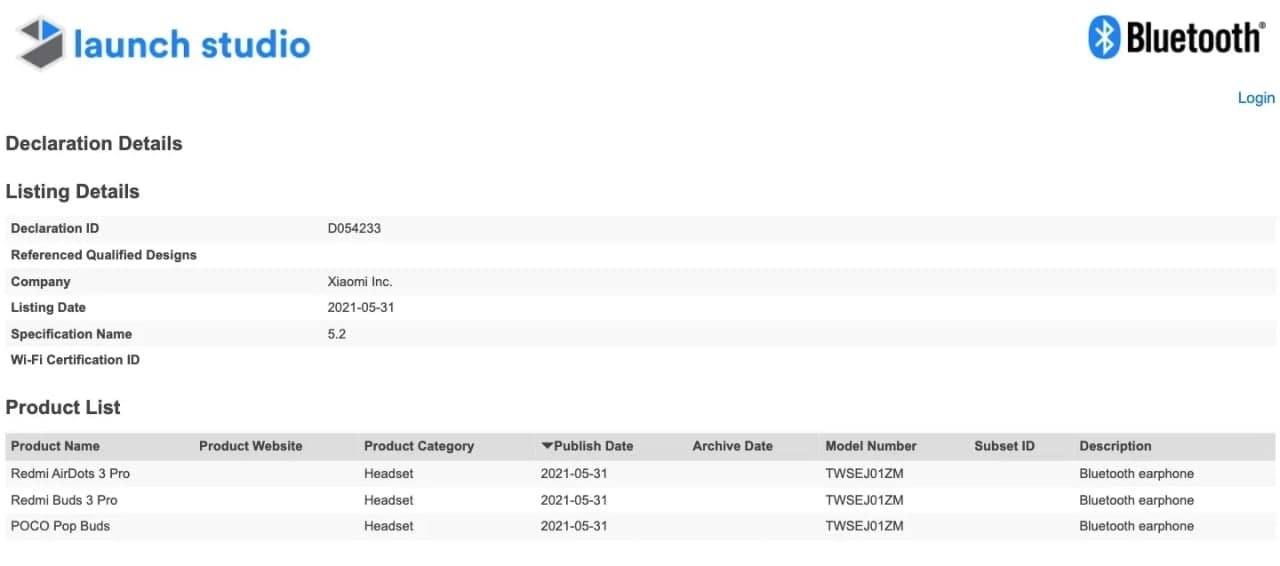 POCO Pop Buds / Redmi Buds 3 Pro，更名的Redmi AirDots 3 Pro，出現在Bluetooth SIG上；全球上市迫在眉睫