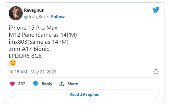 iPhone 15 Pro Max參數曝光 14PM同款鏡頭配3nm芯片