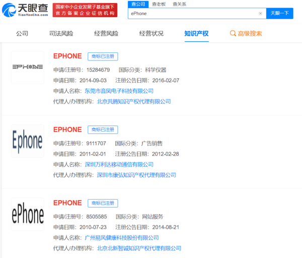 ePhone遭搶注