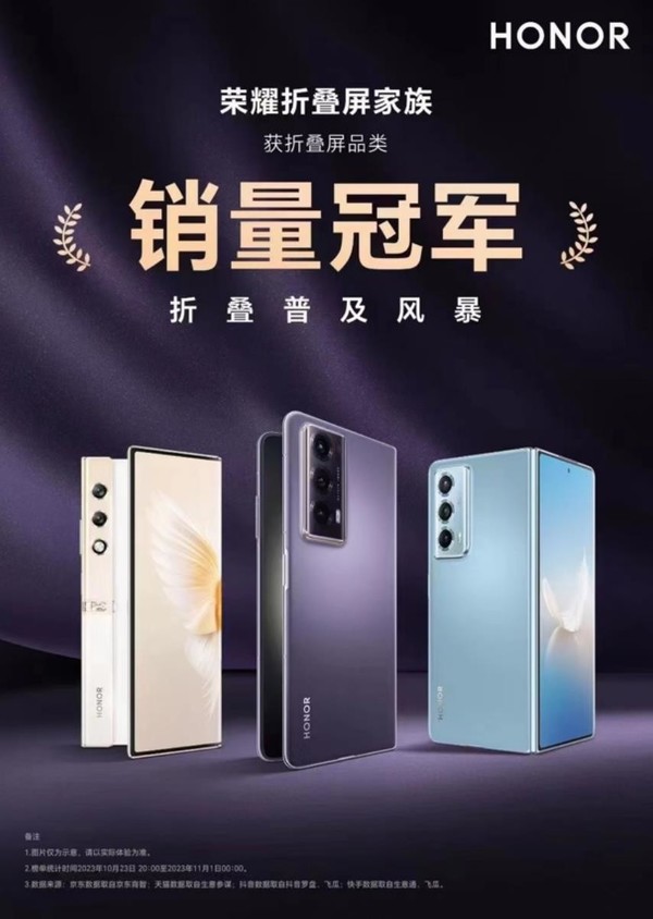 雙11折疊屏銷(xiāo)量榮耀Magic Vs2第一 榮耀掀起折疊屏普及風(fēng)暴