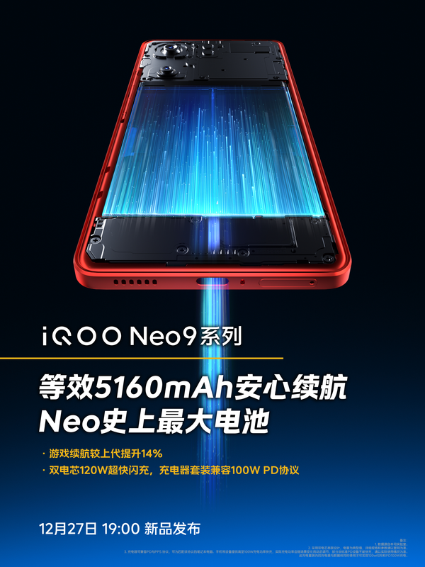 最強電競直屏 iQOO Neo9系列將標配1.5K 144Hz 8T屏