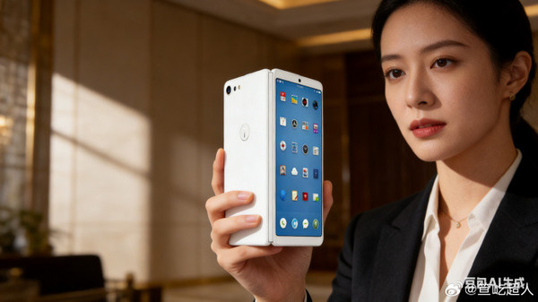 錘子折疊屏手機AI渲染圖