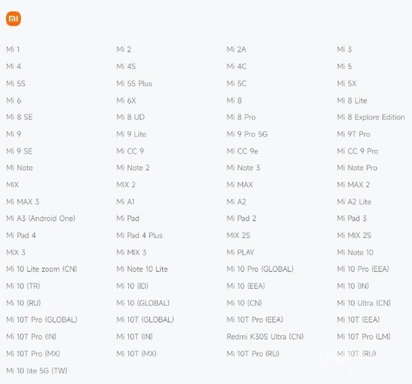 小米停產(chǎn)設備列表