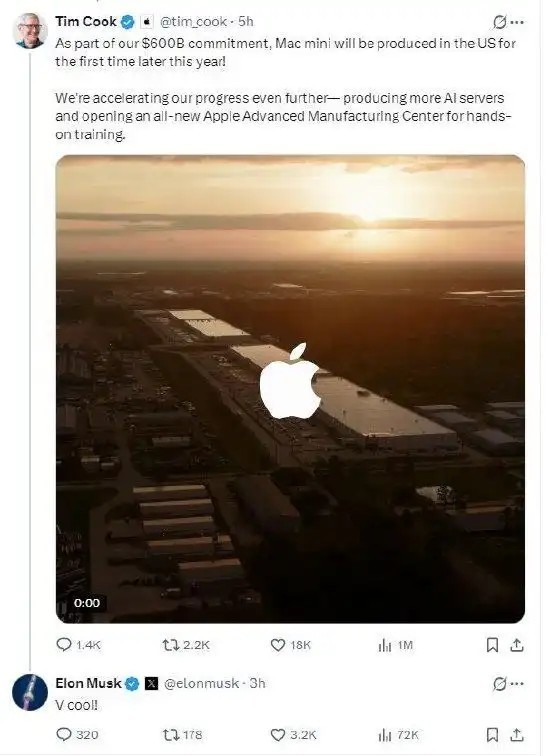 庫克宣布Mac mini首次在美生產(chǎn) 生產(chǎn)更多的AI服務(wù)器